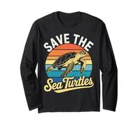 Save The Turtles Animal Rights Tortue de mer Style rétro Manche Longue