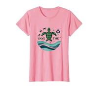 Save The Turtles Océan Conservation Écologique T-Shirt, Femme, Rose, L