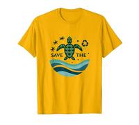 Save The Turtles Océan Conservation Écologique T-Shirt, Homme, Doré Vif, M