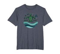 Save The Turtles Océan Conservation Écologique T-Shirt, Homme Grandes Tailles, Bleu Chiné, 2X Tall