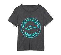 Save The Vaquitas - Superbe Design Mignon marsouin - Terre Marine T-Shirt, Femme Grandes Tailles, Chiné Foncé, 2X