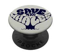 Save The Whales Vintage Retro Ecologiste PopSockets PopGrip Adhésif