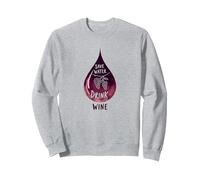 Save Water Drink Wine : décoration Murale Pleine d'esprit pour Les Amateurs de vin Sweatshirt, Unisexe pour Adultes, Gris Chiné, L