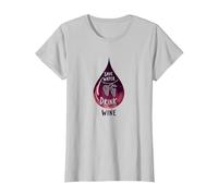 Save Water Drink Wine : décoration Murale Pleine d'esprit pour Les Amateurs de vin T-Shirt, Femme, Argent, XS