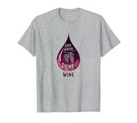 Save Water Drink Wine : décoration Murale Pleine d'esprit pour Les Amateurs de vin T-Shirt, Homme, Gris Chiné, L