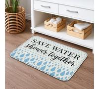 Save Water Tapis de bain à séchage rapide, élégant motif gouttes bleues, absorbant, antidérapant, respectueux de l'environnement, lavable en flanelle, pour salle de bain, toilettes, toilettes