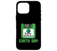 Save World Earth Day Disquette d'ordinateur Geek Retro Gamer Coque pour iPhone 16 Pro Max