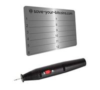 Save-Your-Bitcoins Hardware Wallet Seed Phrase - Plaque métallique de récupération de Mot de Passe en Acier Inoxydable, Lot de 1 plaques + graveur