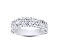 SAVEARTH DIAMONDS Alliance à double rangée en or 14 carats avec moissanite créée en laboratoire 2 carats sur argent sterling (G-H, pureté VVS1, 2 carats), métal, moissanite