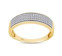 SAVEARTH DIAMONDS Bague de mariage en forme de moissanite ronde 1/3 carat en argent sterling 925 plaqué or 14 carats (G-H, clarté VVS1, 0,33 carat), métal, moissanite