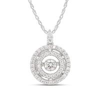 SAVEARTH DIAMONDS Collier avec pendentif double halo de moissanite en laboratoire coupe ronde en argent sterling 925 plaqué or 14 carats avec chaîne de 45,7 cm (G-H, clarté VVS1, 0,60 carat), métal