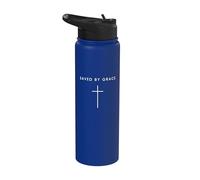 Saved By Grace Cross - Minimaliste Chrétien Religieux Jésus Stainless Steel Insulated Water Bottle