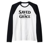Saved by Grace Design Vintage en Forme de Foi chrétienne Manche Raglan