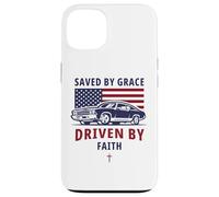 Saved by Grace, Driven by Faith - Men's Christian Muscle Car Coque pour iPhone 13