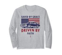 Saved by Grace, Driven by Faith - Men's Christian Muscle Car Manche Longue