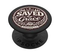 Saved by Grace Ephesians 2:8 Bible chrétienne Faith Design PopSockets PopGrip Adhésif