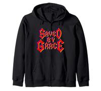« Saved by Grace » Heavy Metal Font Christian Faith Sweat à Capuche