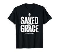 Saved by Grace Motif Ephésiens Vieilli 2:8 Écriture T-Shirt