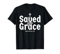 Saved by Grace Motif Ephésiens Vieilli 2:8 Écriture T-Shirt