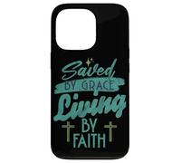Saved by Grace Religieux Christian God Living by Faith Jésus Coque pour iPhone 13 Pro