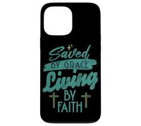 Saved by Grace Religieux Christian God Living by Faith Jésus Coque pour iPhone 13 Pro Max