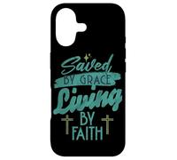 Saved by Grace Religieux Christian God Living by Faith Jésus Coque pour iPhone 17