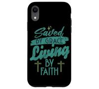 Saved by Grace Religieux Christian God Living by Faith Jésus Coque pour iPhone XR