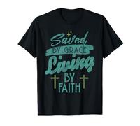 Saved by Grace Religieux Christian God Living by Faith Jésus T-Shirt