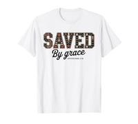 Saved by Grace Verse de la Bible chrétienne Boho Floral T-Shirt