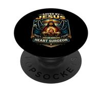 Saved by Jesus and an Amazing Heart Survivor Survivor Christ PopSockets PopGrip Adhésif