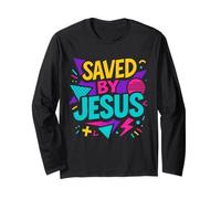 Saved by Jesus Christian Retro années 80-90 Memphis Pop Esthétique Manche Longue