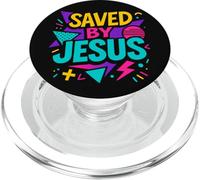 Saved by Jesus Christian Retro années 80-90 Memphis Pop Esthétique PopSockets PopGrip pour MagSafe