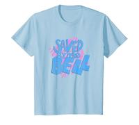 Saved by The Bell Logo Imprimé Tigre T-Shirt, Enfant, Bleu Céleste, 6 Ans