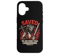 Saved Christian Gothic Christcore Romans 8:37 Verse biblique Coque pour iPhone 16