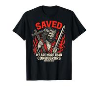 Saved Christian Gothic Christcore Romans 8:37 Verse biblique T-Shirt