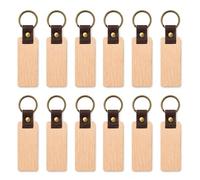 Savento Porte-clés Bois à Décorer 12 Pièces en Hêtre Forme Rectangulaire | Créez vos Propres Modèles avec ces Porte-Clés Vierges en Bois de Hêtre, Adaptés Aux Créations Manuelles