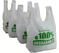 Saverine 400 Sac de course a bretelle Biodegreable TRANSPARENT (28X14X48) 30 micros sac plastique réutilisable en 30µ conformes au décret 2016-379 du 30 Mars 2016 pochon imprimé, (Imprime)