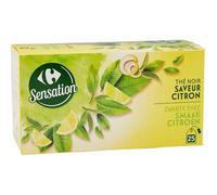 Saveur citronnée vibrante pour vos pauses avec CARREFOUR SENSATION Thé Noir Citron, format familial X25 sachets en box - Lot de 4