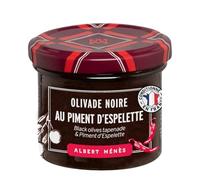Saveur du Sud relevée et sans anchois - ALBERT MENES Olivade Noire au Piment d'Espelette, Tartinable Condiment Malin, Pot de 100g - Lot de 3