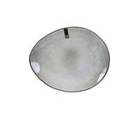 Home Deco Factory KA3752 Assiette Plate Galet Grès du Temps Gris Petit modèle Céramique H2 x 18 x 22 cm