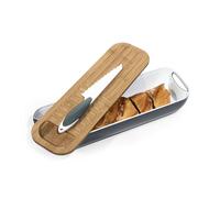 SAVEUR ET DEGUSTATION KA1084G/WEB Corbeille/Planche à pain couteau 3 en 1 AS/ABS/Bambou Gris 40 x 12 x 8,50 cm