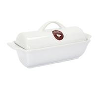 SAVEUR ET DEGUSTATION KC24201 Terrine Foie Gras Médaillon, GRES, Blanc Rouge blanc-gris, 26 x 13.70 x 14 cm