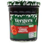 Saveur fruitée et acidulée pour vos tartines avec la confiture extra de cerise griotte Bio Vergers des Alpilles, pot de 370g - Lot de 3