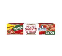 Saveur intense du sud pour vos cuisines - PANZANI Double Concentré De Tomates, tomates françaises, lot de 3x70g - Lot de 4