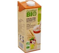 Saveur noisette authentique au quotidien - CARREFOUR BIO Boisson Végétale Épeautre Noisette, Sans sucres ajoutés, Vegan, 1L - Lot de 4