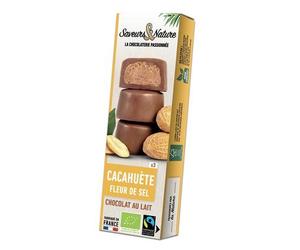 SAVEURS & NATURE-Bouchées à la Cacahuète et Fleur de sel enrobées de Chocolat boîte 45g