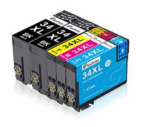 SavFinto 34XL Cartouches d'encre de remplacement pour Epson 34 XL pour Epson WorkForce Pro WF-3720DWF WF-3725DWF (2 noirs, 1 cyan, 1 magenta, 1 jaune)