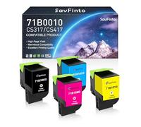SavFinto 71B0010 Cartouche de toner de rechange pour Lexmark 71B0010 71B10K0 71B10C0 71B10M0 71B10Y0 pour Lexmark CS317 CS417 CS317dn CX317dn CS417de CX317 Imprimante (3,00) 00 pages, BCMY, lot de 4