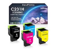 SavFinto Cartouche de toner C231H C2325H C231HK0 C231HC0 C231HM0 C231HY0 de remplacement pour Lexmark C2325 C2325dw MC2325adw C2425 C2425dw MC2425adw C2535 C2555 35dw MCC. 2535adwe C2640 MC2640adwe