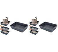 Savic bac litiere pour Chat Litter Tray - Gris - 42 cm - avec Tamis - Ouvert - Design Pratique - Facile à Nettoyer (Lot de 2)
